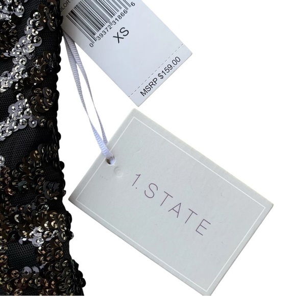 New 1.State $159 Sequined Open Back Sleeveless Cocktail Dress Black Size XS - Picture 6 of 8